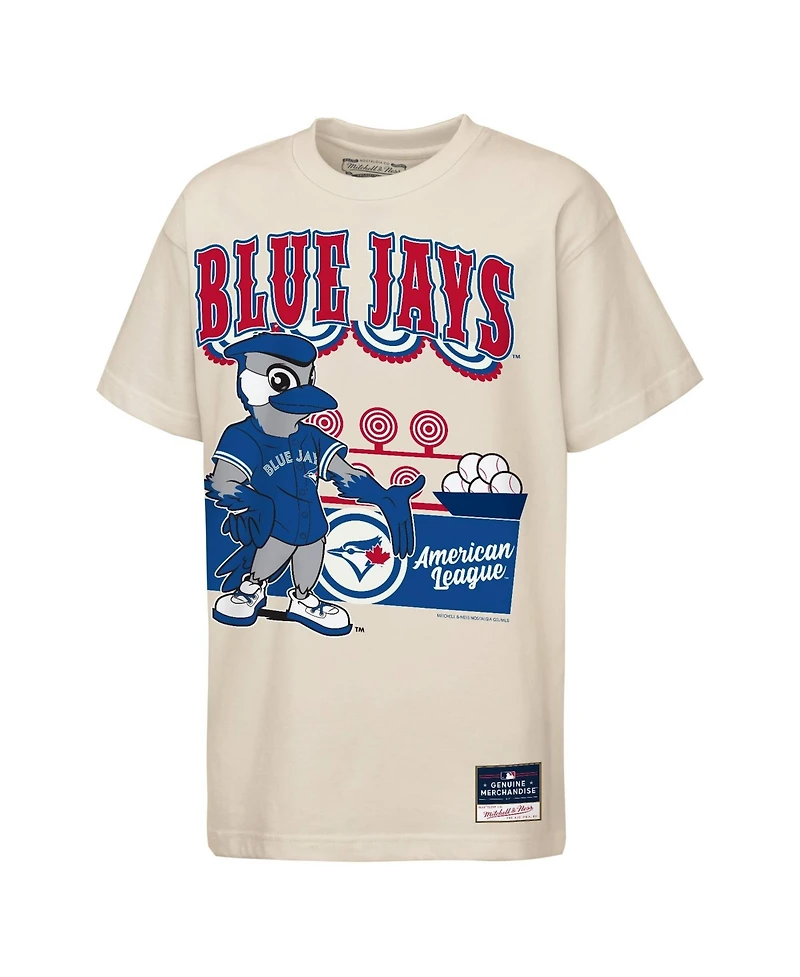 Mitchell & Ness Big Boys and Girls Cream Toronto Blue Jays Step Back Up Mascot T-Shirt