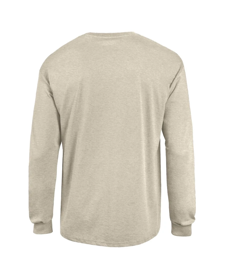 Champion Men's Heather Oatmeal Michigan Wolverines Neutral Arch Long-Sleeve T-Shirt