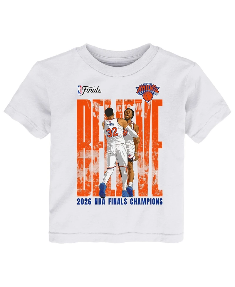 Outerstuff Toddler Og Anunoby Karl-Anthony Towns White New York Knicks 2026 Nba Finals Champions Believe T-Shirt
