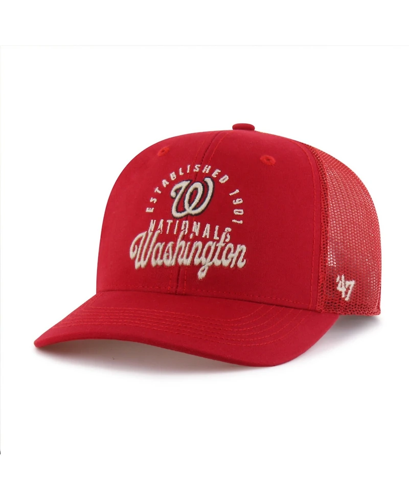 47 Brand Men's Red Washington Nationals Pitstop Trucker Adjustable Hat