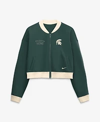 Nike Women's Michigan State Spartans Oversized Cropped Full-Zip Bomber Jacket