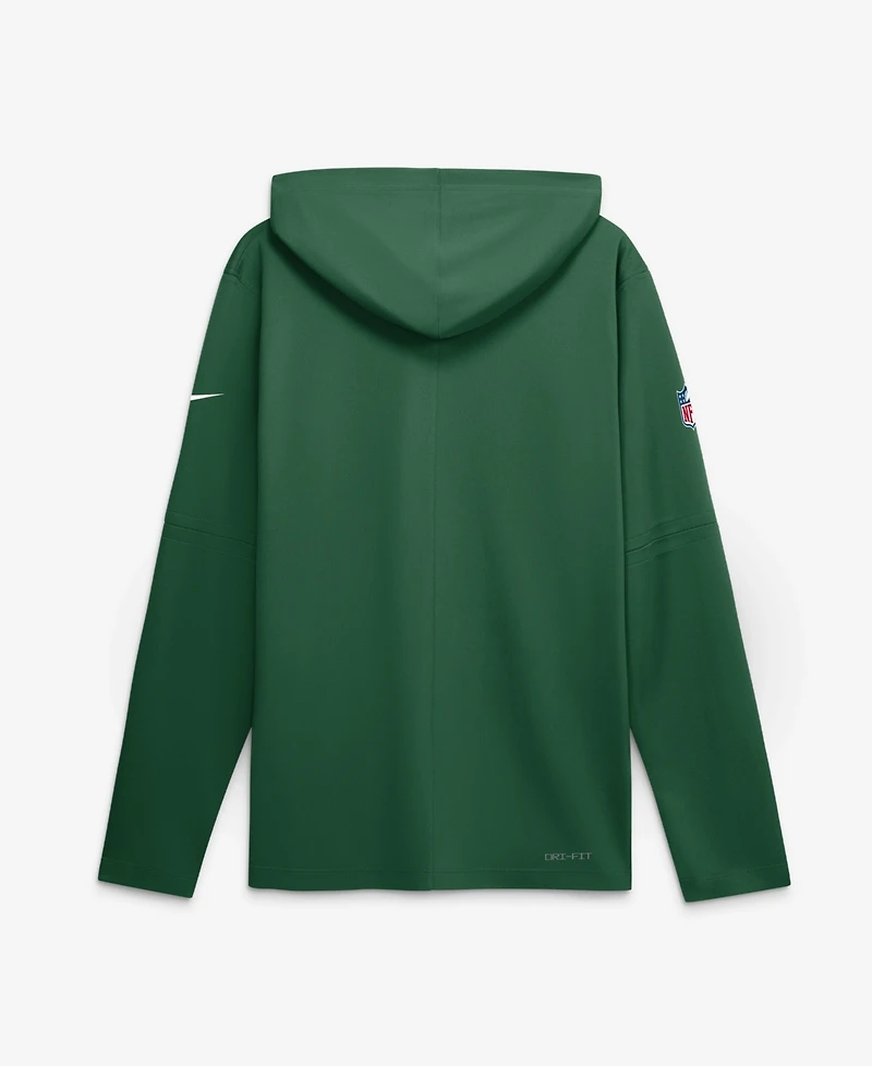 Nike Men's Green New York Jets Sideline Game On Lightweight Long Sleeve Hooded Dri-fit Sweatshirts