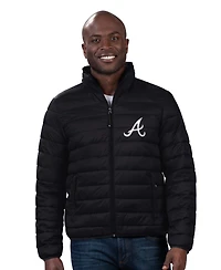 G-iii Sports by Carl Banks Men's Black Atlanta Braves Packable Neck Pillow Full-Zip Puffer Jacket