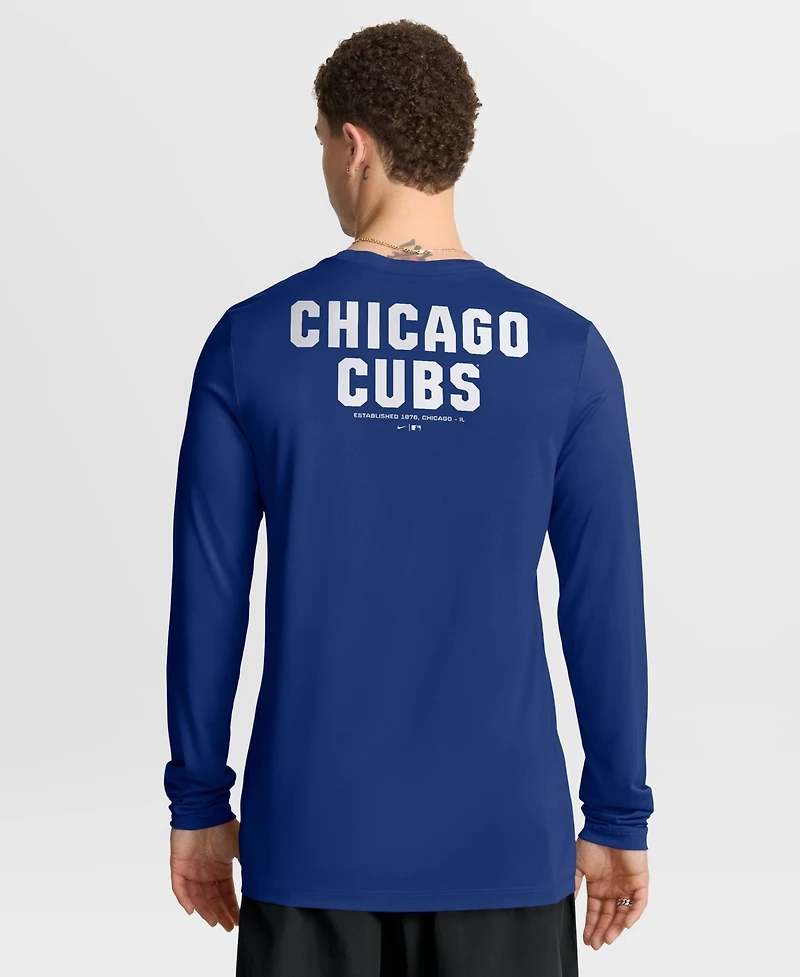 Nike Men's Royal Chicago Cubs 2-Hit Legend Dri-fit Long Sleeve T-Shirt