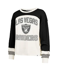 '47 Brand Women's Las Vegas Raiders Double Header Curve Distressed Raglan Long-Sleeve Crop Top