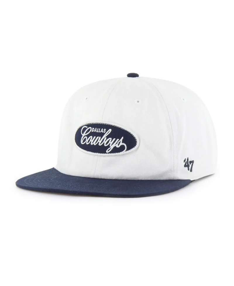 47 Brand Men's White/Navy Dallas Cowboys Foundational Captain Snapback Hat