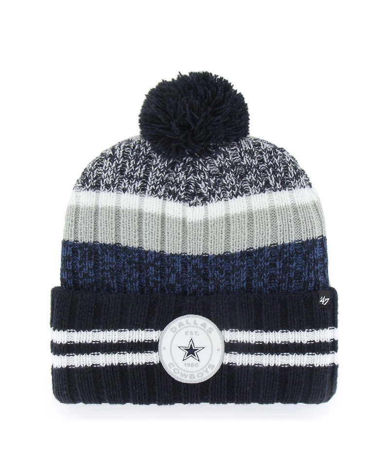 '47 Brand Men's Navy Dallas Cowboys Quiver Cuffed Pom Knit Hat