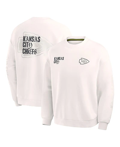 Fanatics Men's Cream Kansas City Chiefs Oversized Type Play Multi Sweatshirt