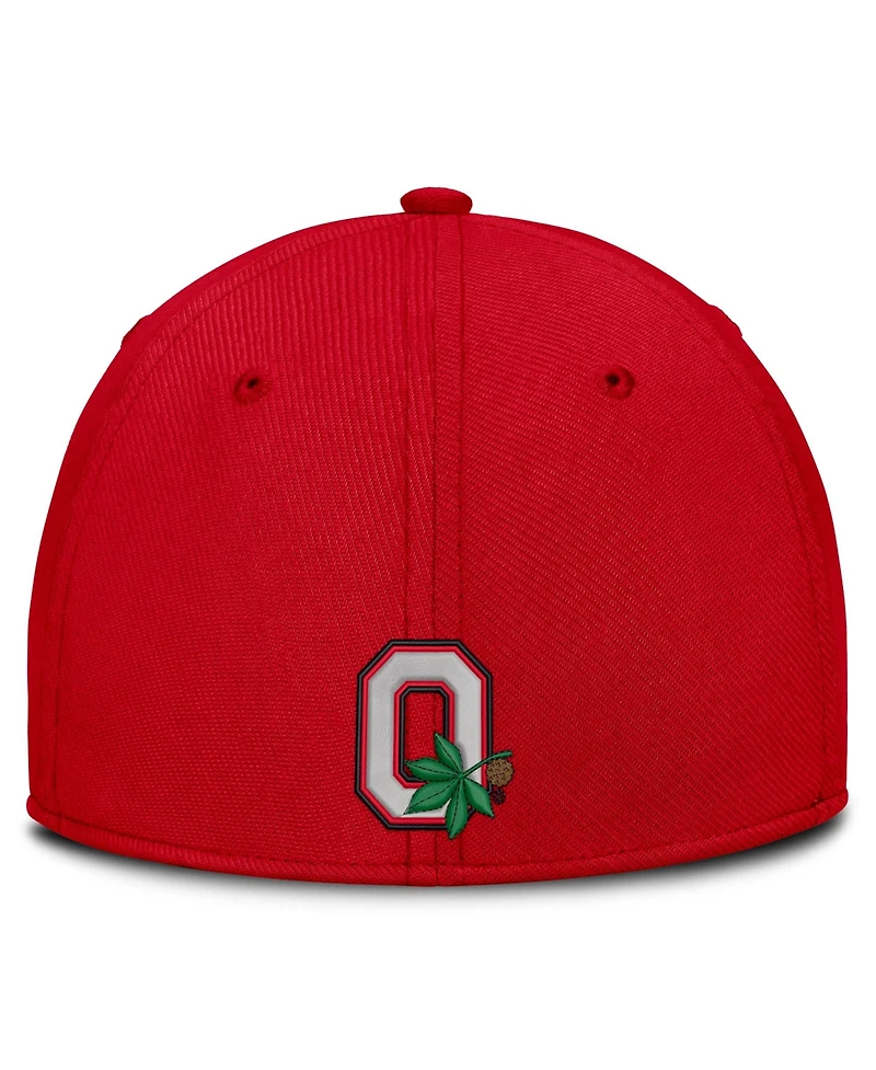 Nike Men's Natural/Scarlet Ohio State Buckeyes Legacy Swooshflex Dri-fit Hat