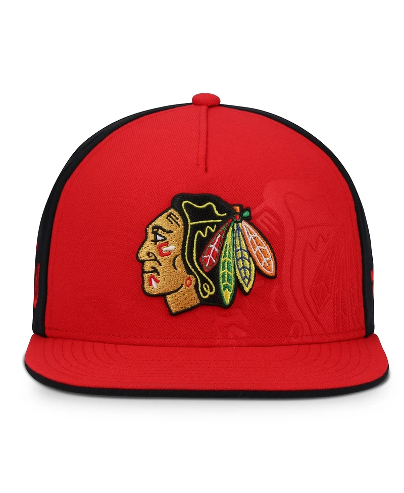 Fanatics Men's Red/Black Chicago Blackhawks Snapback Hat