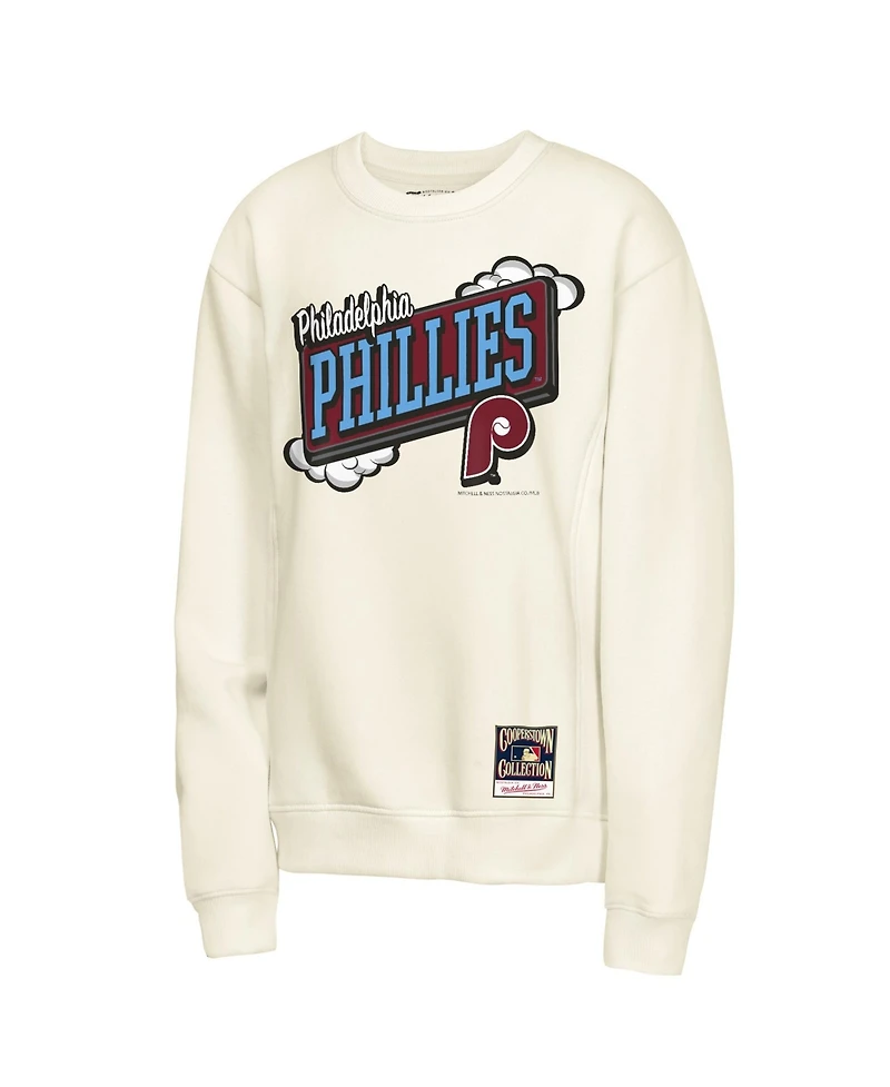 Mitchell & Ness Big Boys and Girls Natural Philadelphia Phillies Retro Billboard Sweatshirt