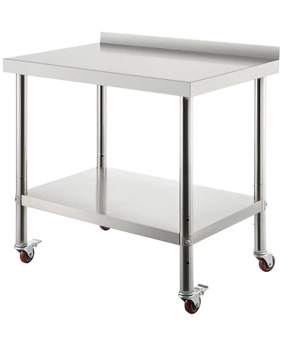 Hongge Rolling Stainless Steel Prep Table with Adjustable Undershelf