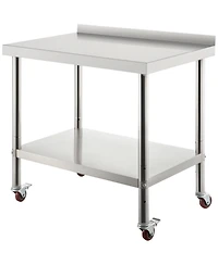 Hongge Rolling Stainless Steel Prep Table with Adjustable Undershelf