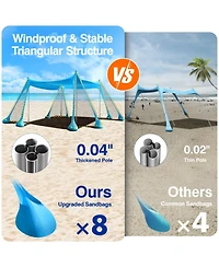 Aofar Beach Tent Shade Sun Shelter Sandbags Poles 10 X 10 Feet
