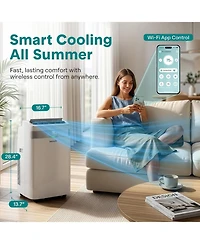 SereneLife 14,000 Btu Portable Air Conditioner with Wi-Fi, Dehumidifier and Fan, Window Exhaust Kit Included