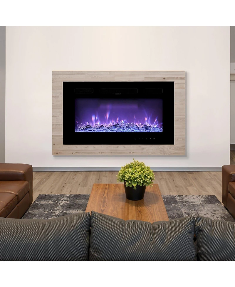 Slickblue 1500W Recessed Wall Electric Fireplace with Touch Control, Remote and Timer