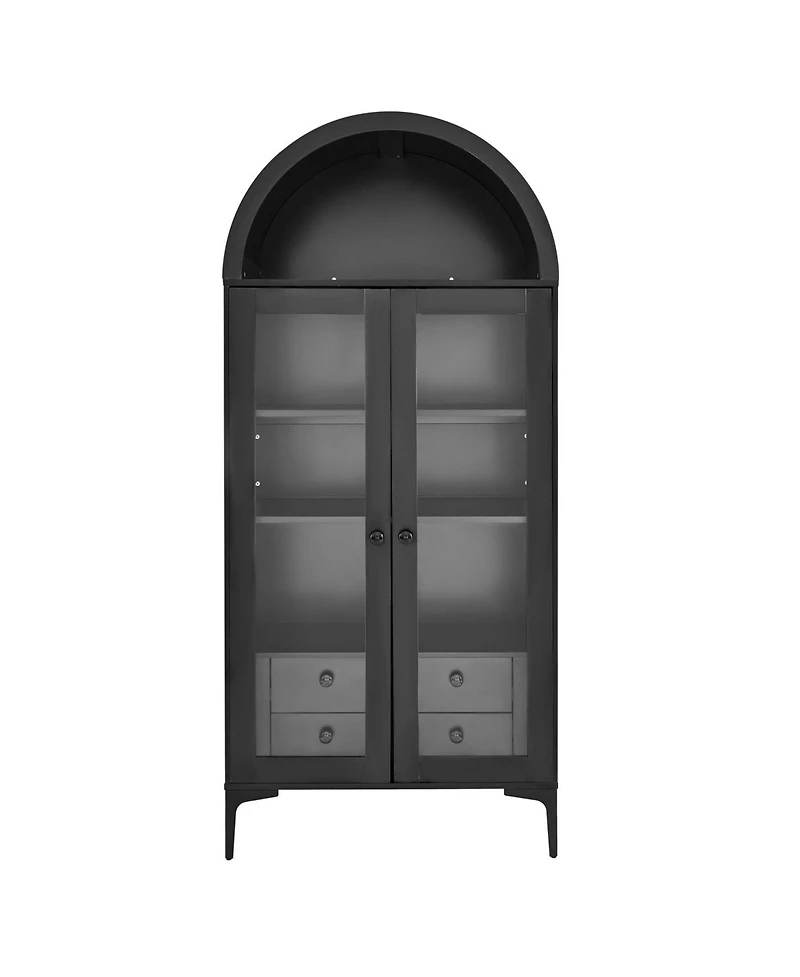 Slickblue 70" Tall Glass Door Cabinet with Adjustable Shelves for Home Storage