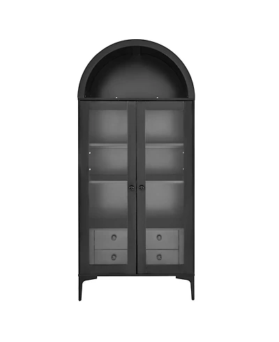 Slickblue 70" Tall Glass Door Cabinet with Adjustable Shelves for Home Storage
