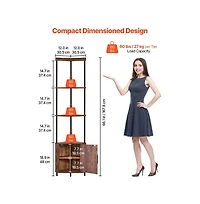Slickblue 5 Tier Corner Bookcase with Led Lights, Storage Cabinet and Display Shelves for Home Office