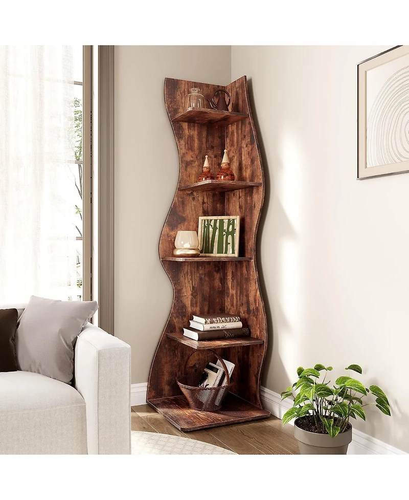 Tribesigns 5-Tier Wall Corner Bookshelf for Small Space
