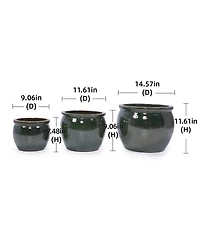 Yobtop Handmade Ceramic Planter Set - 15/12/9 Inch Succulent Herb Pots, Glossy Finish, Drainage Holes, Indoor Outdoor Decor