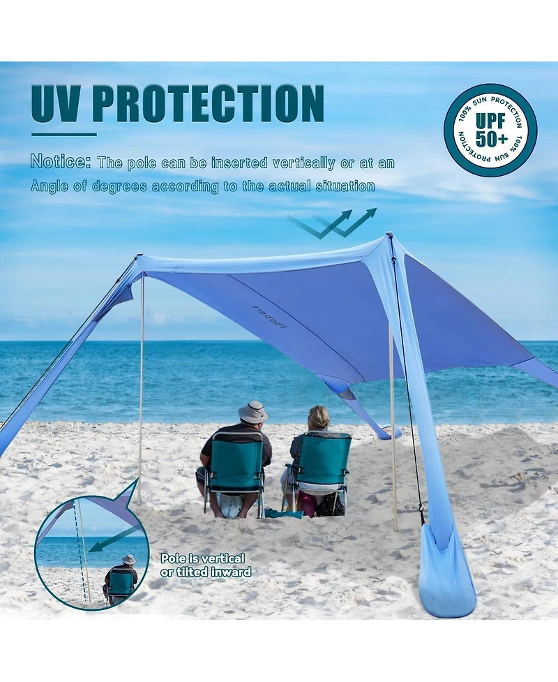 Aofar Beach Tent Sun Shelter Portable Shade Sandbags Camping Fishing Picnic
