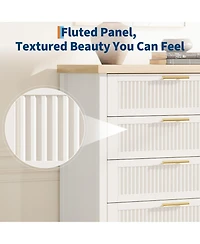 homfan 42.9" Tall Fluted 5-Drawer Dresser, Wooden Clothes Storage Organizer and Tv Stand for Bedroom