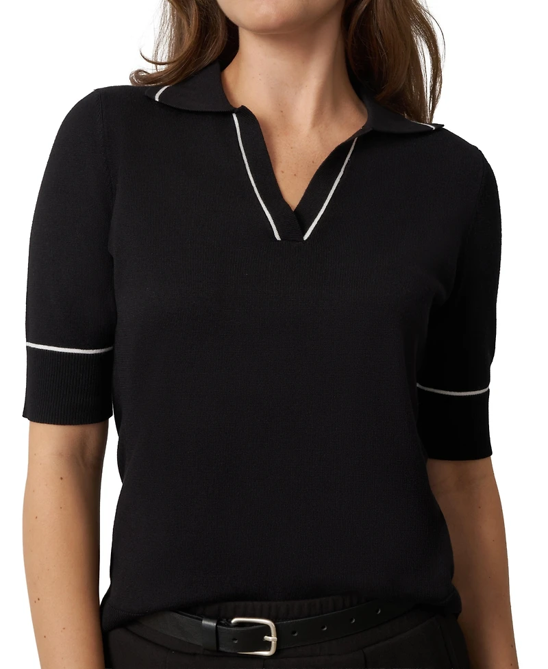 Cable & Gauge Women's Tipped Polo Sweater