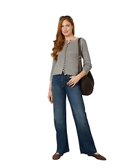 Cable & Gauge Women's Scalloped Rib Trim Cardigan