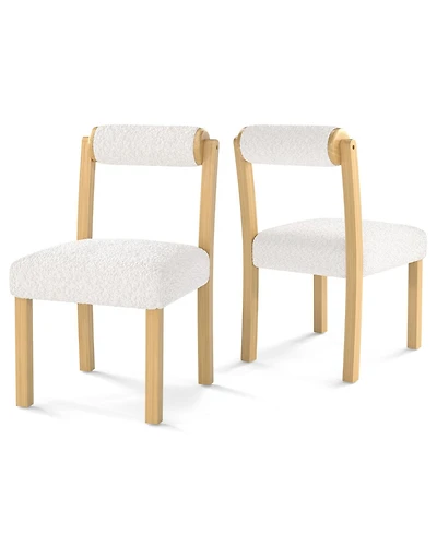 Gouun Wooden Dining Chairs Set of 2 with Cylinder Back and Sherpa Seat, 330 lb Each