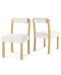 Gouun Wooden Dining Chairs Set of 2 with Cylinder Back and Sherpa Seat, 330 lb Each