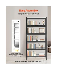Sugift 68 Inch Tall 5-Tier Curio Display Cabinet with Acrylic Doors Wooden Frame Bookshelf