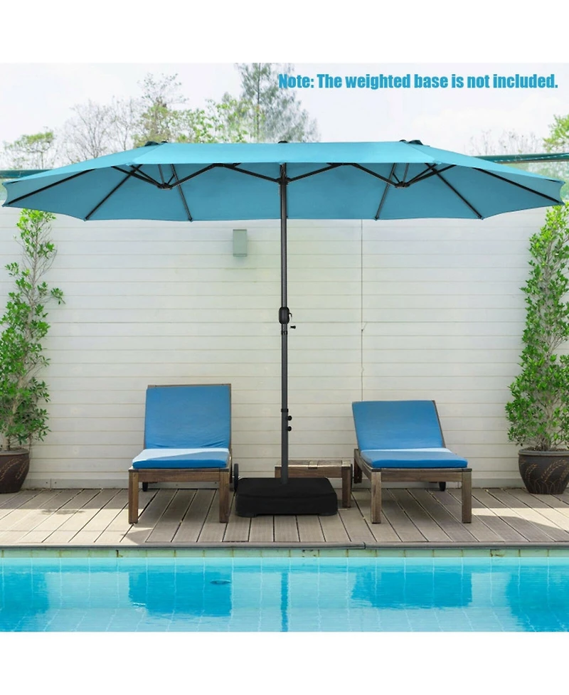 Gouun 15 ft Double-Sided Patio Umbrella with Hand-Crank System