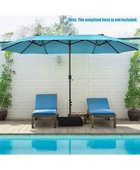 Gouun 15 ft Double-Sided Patio Umbrella with Hand-Crank System