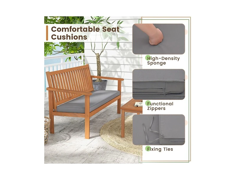 Boyel Living 4 Piece Patio Wood Furniture Set Acacia Wood Sofa Set with Loveseat