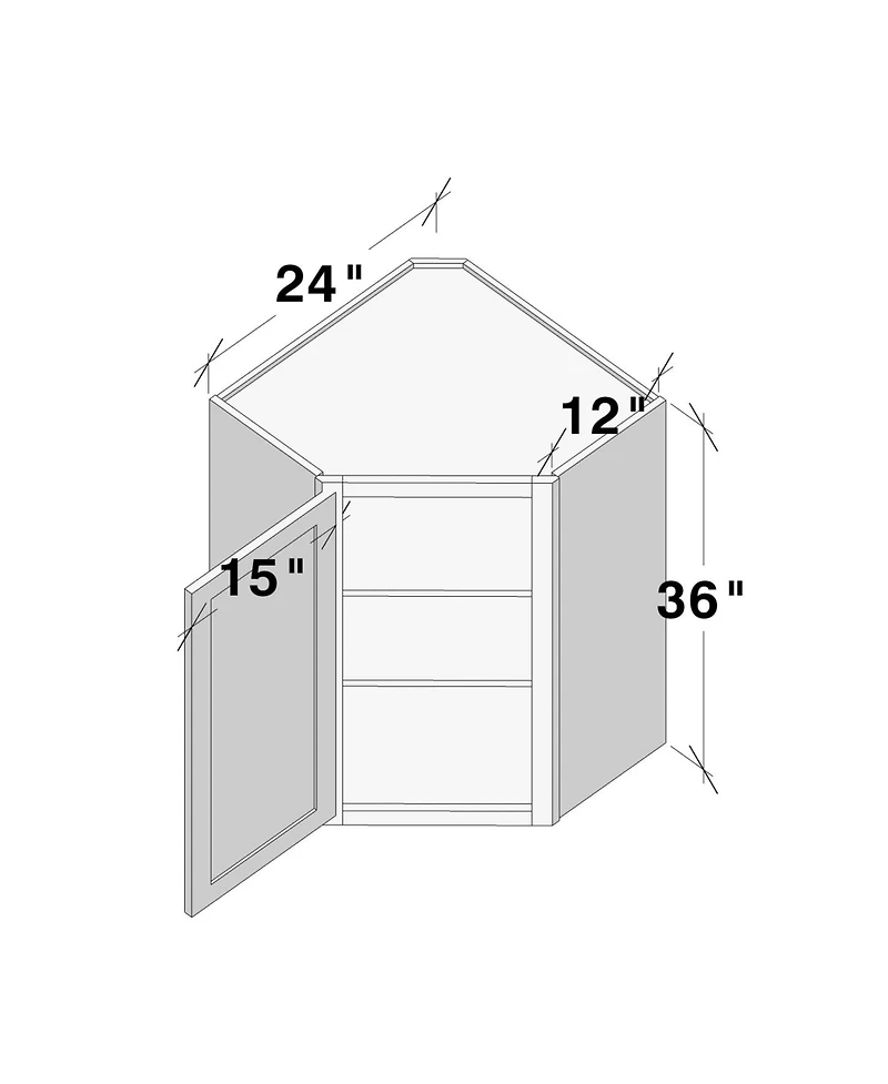 Boyel Living Inch Height Wall Diagonal Corner Cabinets, Ready to Assemble Kitchen Cabinet with Solid Wood Frame