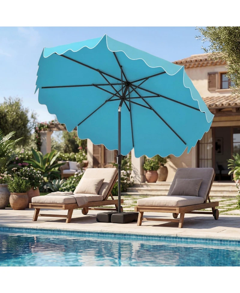 Gouun 9-Foot Patio Umbrella with Weighted Base and Sandbags