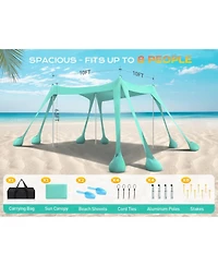 Aofar Beach Tent Sun Shelter Uv Protection Sandbags Camping Fishing Picnic