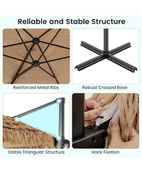 Gouun 9.5-Foot Cantilever Tiki Umbrella with Tropical Thatch Top
