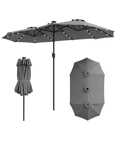 Gouun 13 feet Double-Sided Rectangular Market Umbrella with 36 Led Lights