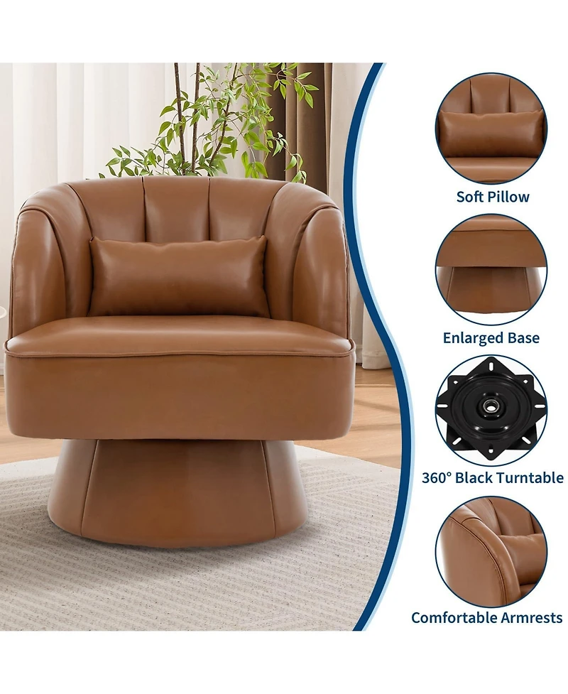 gaomon Modern 360degree(s) Swivel Barrel Accent Chair, Upholstered Armchair, Comfy Round Lounge Chair