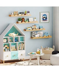 Sugift 24 in Kids Bookshelf Set of 4 Wall-Mounted Picture Ledge Shelves