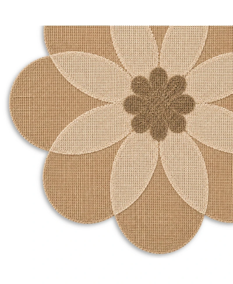 Dainty Home Maui 15" Flower Shaped Jute and Paper Placemats Set of 4 - Durable Table Mats
