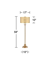 360 Lighting Dyna 58"H Antique Brass and Laser Cut Shade 2-Light Floor Lamp