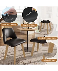 homfan Dining Chairs of 6, Pu Leather Upholstered Chairs with Wood Frame, Modern Armless Side Chairs for Dining, Kitchen