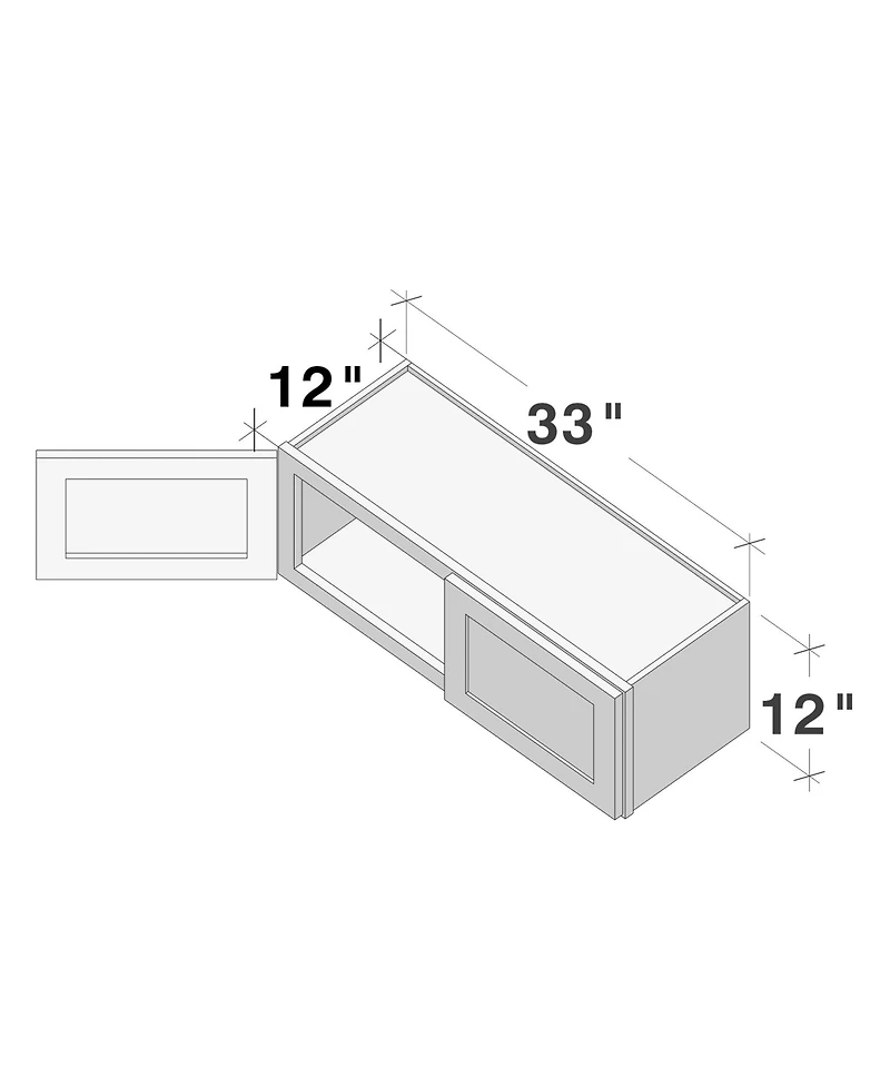 Boyel Living 33"x12" Double Door Short Wall Cabinet, Ready to Assemble Kitchen Cabinet with Solid Wood Frame, Soft-Close Slides and Hinge