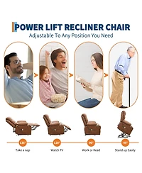 homfan Power Lift Recliner, Oversized Electric Recliners Elderly Heat Massage, Home Theater 2 Cup Holders, Reclining Single Sofa Chair Living Room