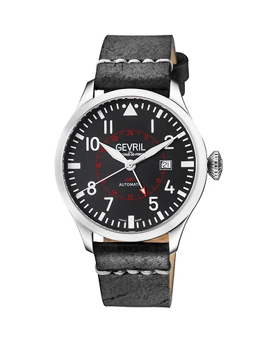 Gevril Men's Swiss Made Vaughn Swiss Automatic Italian Leather Strap Watch