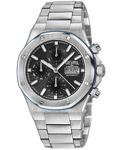 Gevril Men's Swiss Made Kingsgate Swiss Automatic Silver Stainless Steel Bracelet Watch