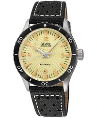 Gevril Men's Swiss Made Franklin Swiss Automatic Italian Leather with canvas Strap Watch